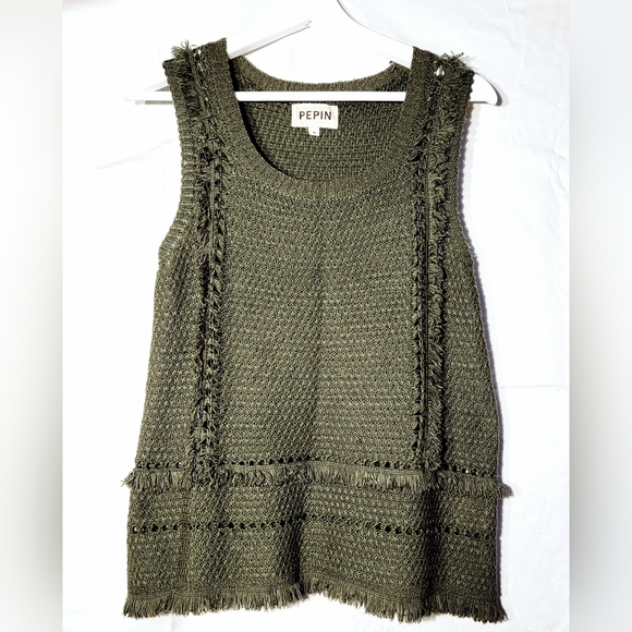 Pepin Sleeveless Fringe Boho Knit Tank Top - Picture 2 of 9